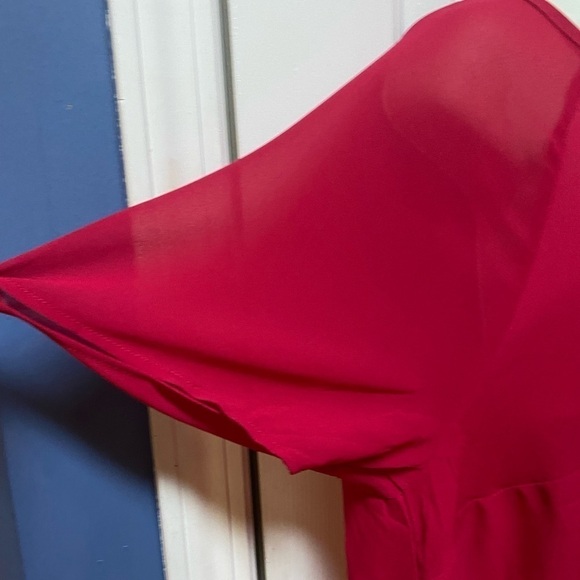 Torrid Womens Red Solid Short Sheer Sleeves Flowy Blouse Top Size Large. - Picture 4 of 9